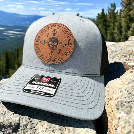 USMC 1st Battalion 7th Marines Weapons Company Infantry Leather Hat Patch Richardson Hat