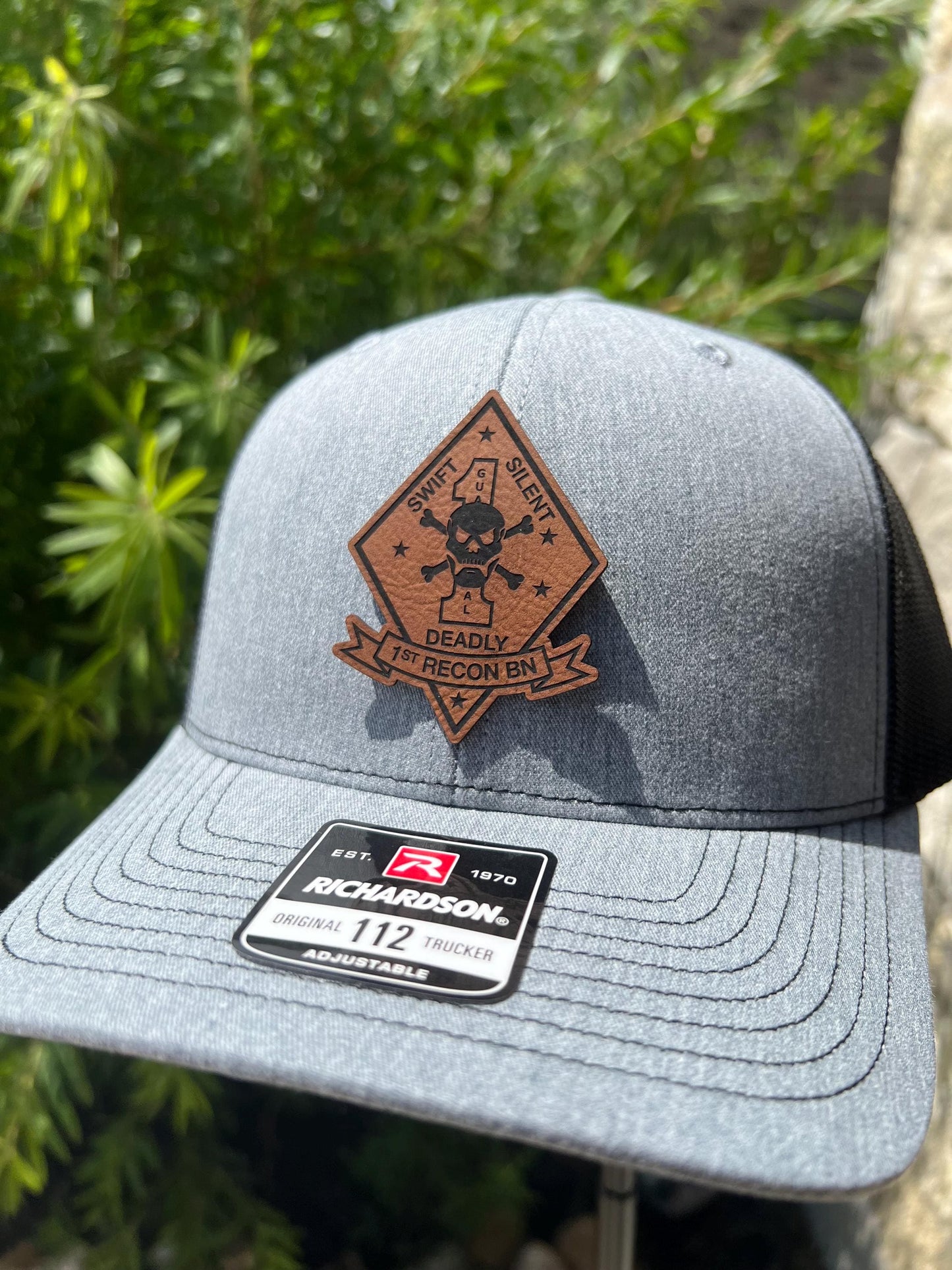 USMC 1st Recon Battalion Leather Hat Patch Richardson Hat