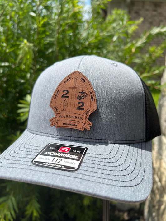 USMC 2nd Battalion 2nd Marines Leather Hat Patch Richardson Hat