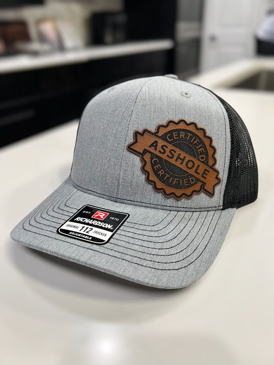 Certified Asshole Leather Hat Patch Richardson Hat