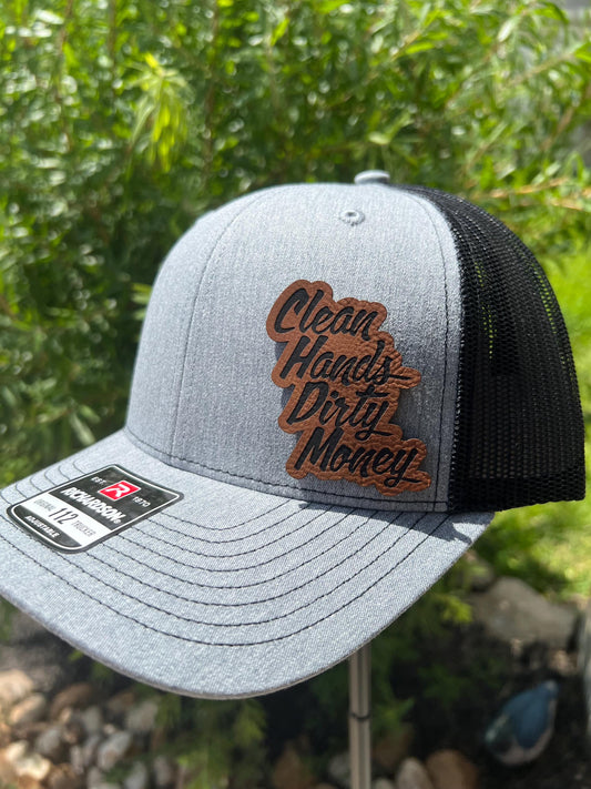 Clean Hands Dirty Money Leather Hat Patch Richardson Hat