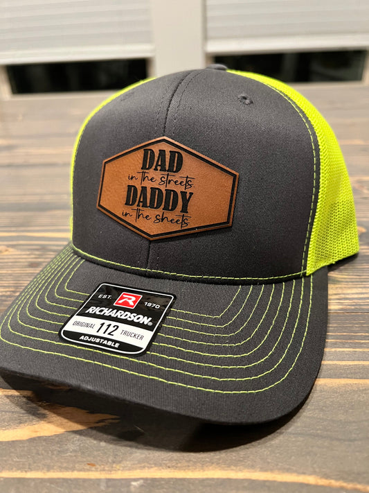 Dad In The Streets Daddy In The Sheets Leather Hat Patch Richardson Hat