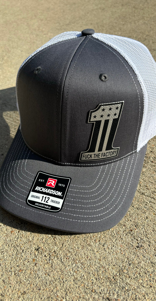 Fuck The Factory Leather Hat Patch Richardson Hat