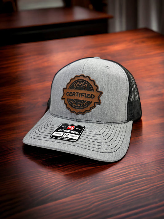 Certified OSHA Violator Leather Hat Patch Richardson Hat