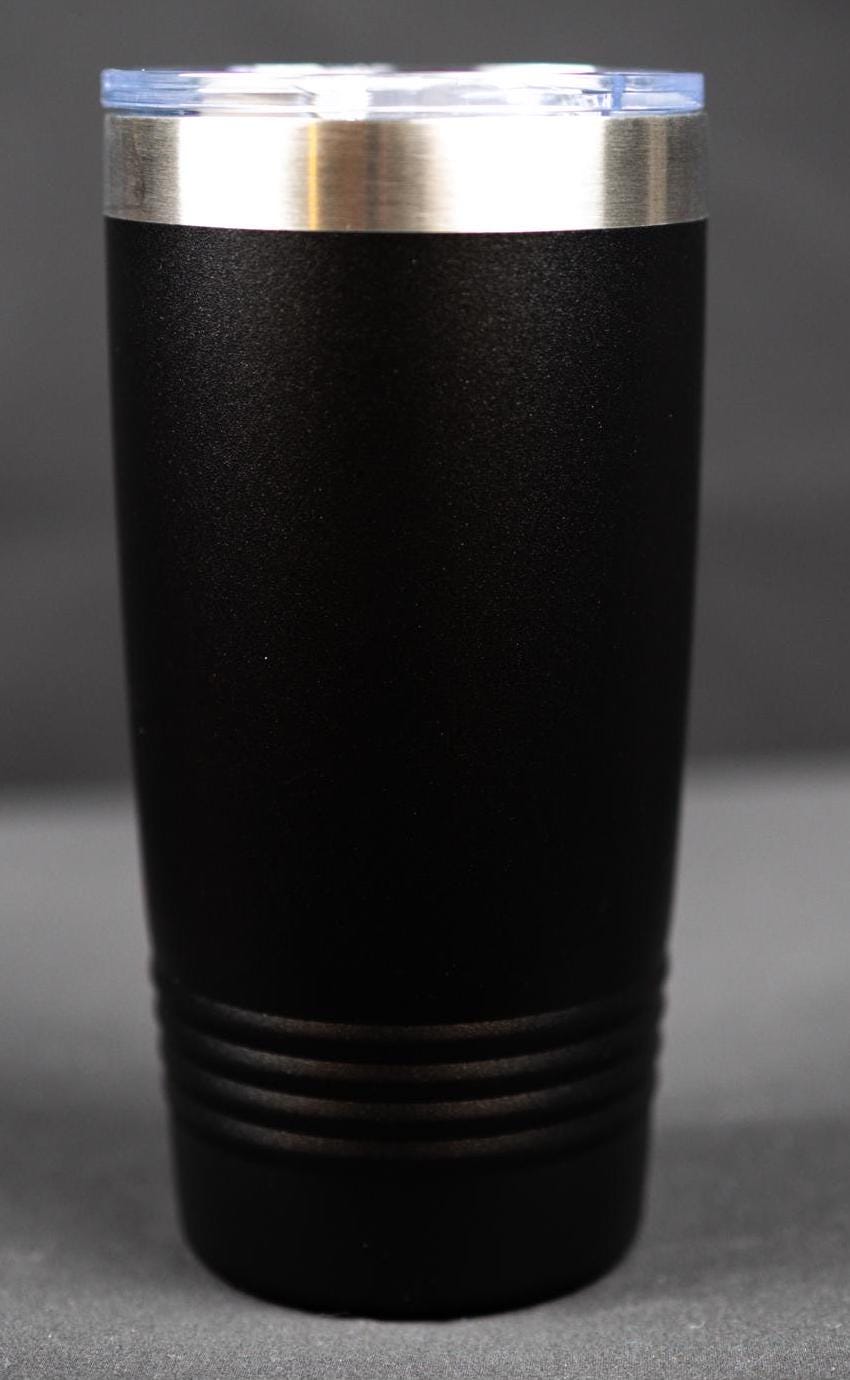 Personalized Military Travel Tumbler - American Flag Design with Custom Rank and Name - 20oz Polar Camel with Clear Slider Lid
