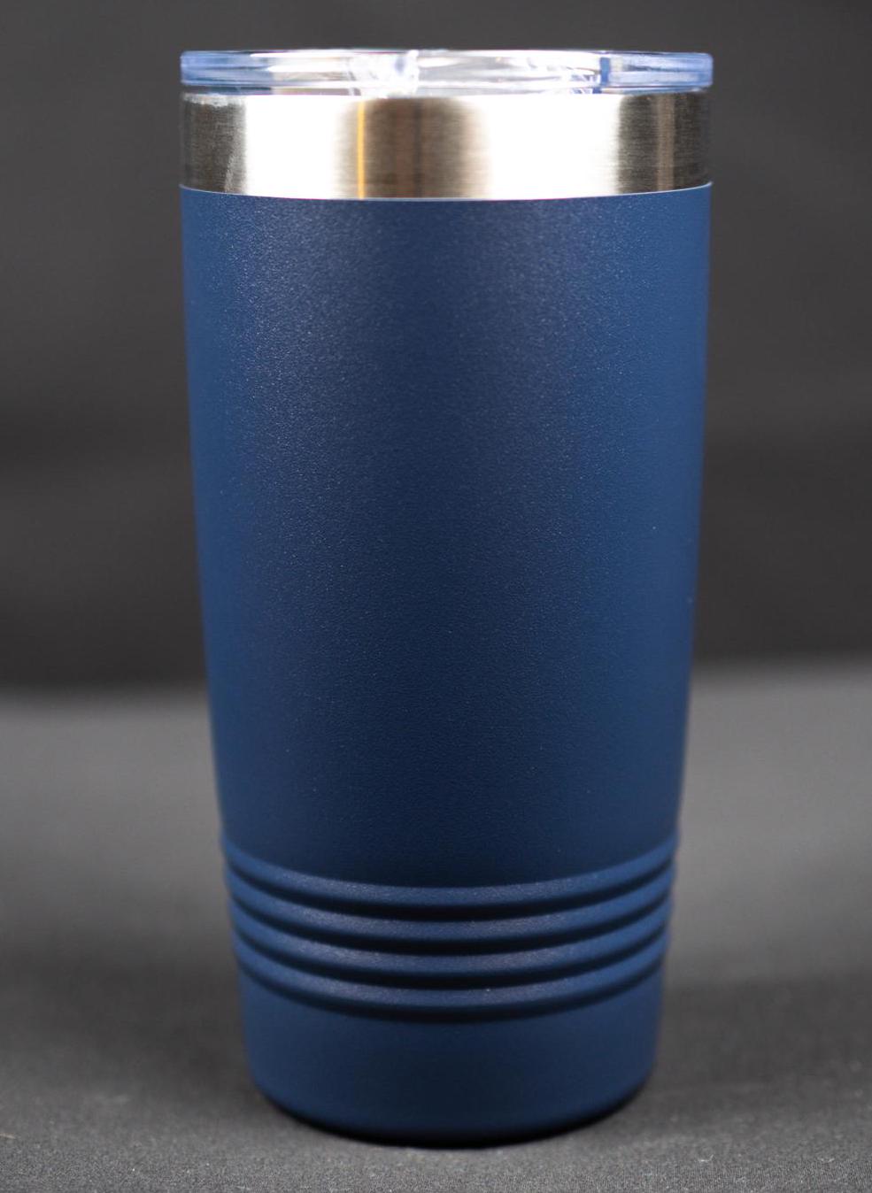 Personalized Military Travel Tumbler - American Flag Design with Custom Rank and Name - 20oz Polar Camel with Clear Slider Lid