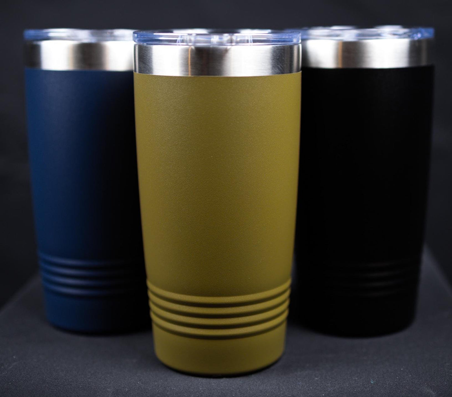 Personalized Military Travel Tumbler - American Flag Design with Custom Rank and Name - 20oz Polar Camel with Clear Slider Lid