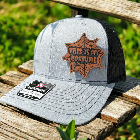 This Is My Halloween Costume Leather Hat Patch Richardson Hat