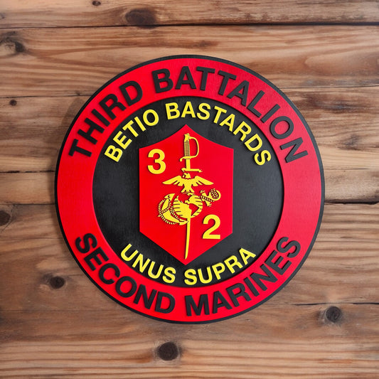 USMC 3rd Battalion 2nd Marines Wooden Wall Sign