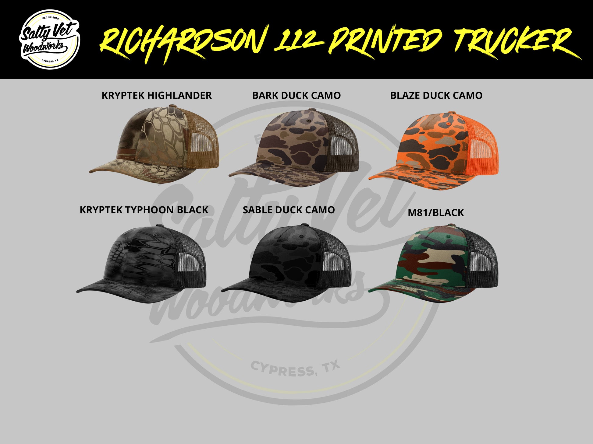 a picture of a camo hat with different colors