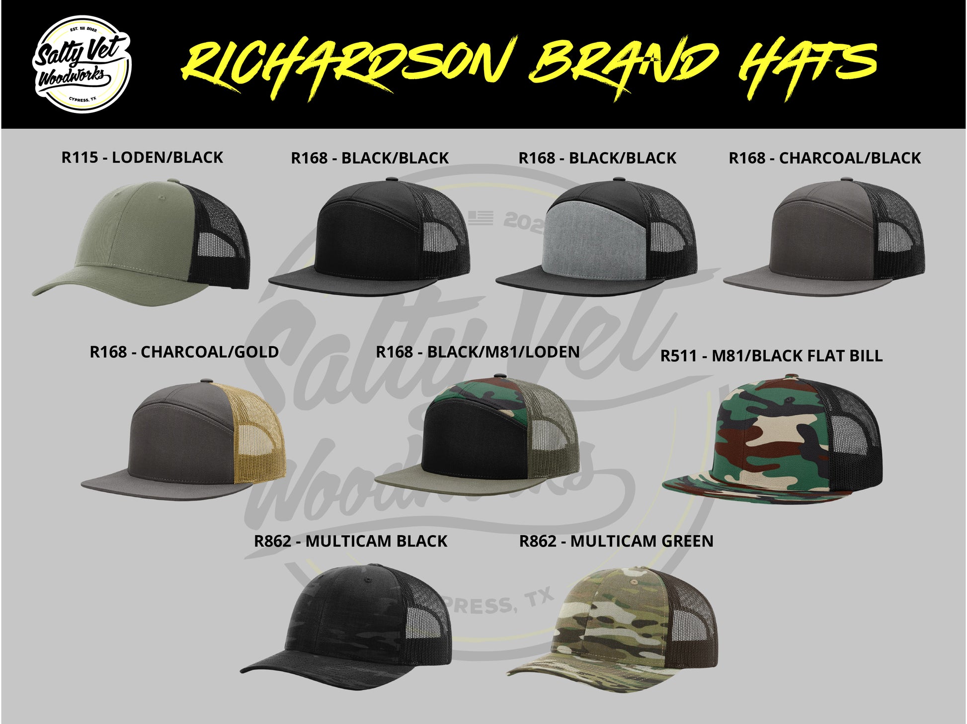 a bunch of hats that are all different colors