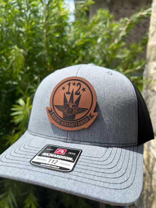 a hat with a patch on the front of it