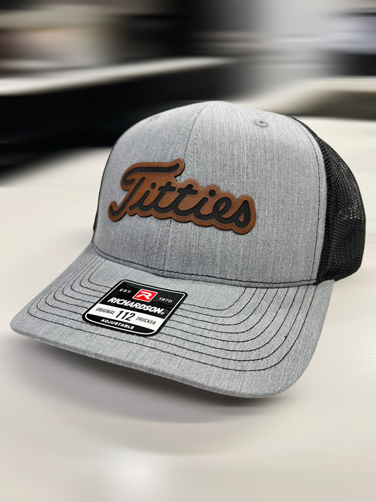 Titties Golf Leather Hat Patch Richardson Hat