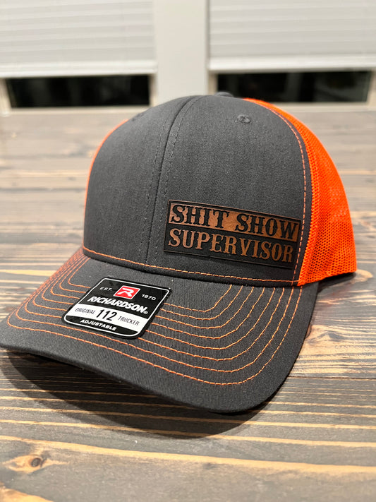 Shitshow Supervisor Leather Hat Patch Richardson Hat