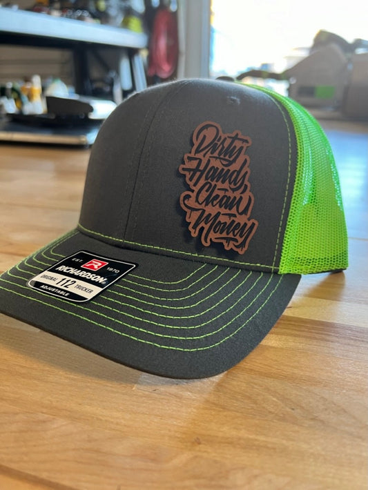 Dirty Hands Clean Money Leather Hat Patch Richardson Hat